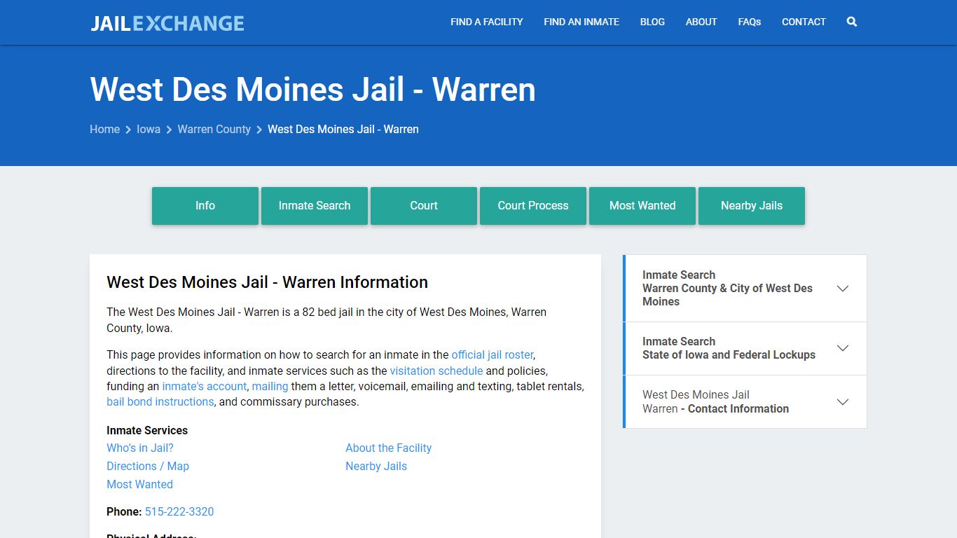 West Des Moines Jail - Warren, IA Inmate Search, Information