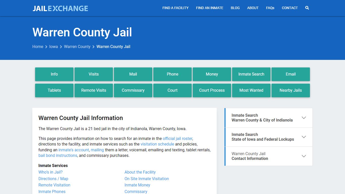 Warren County Jail, IA Inmate Search, Information